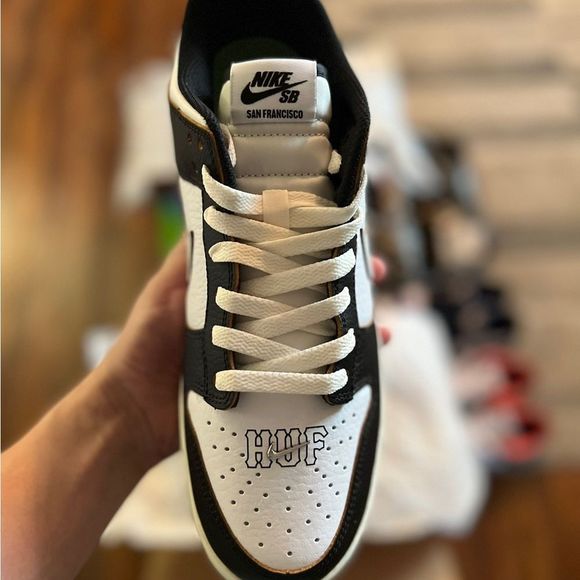 HUF x Nike SB Dunk Low San Francisco Black White Orange FD8775-001 Size 15 - Picture 6 of 16